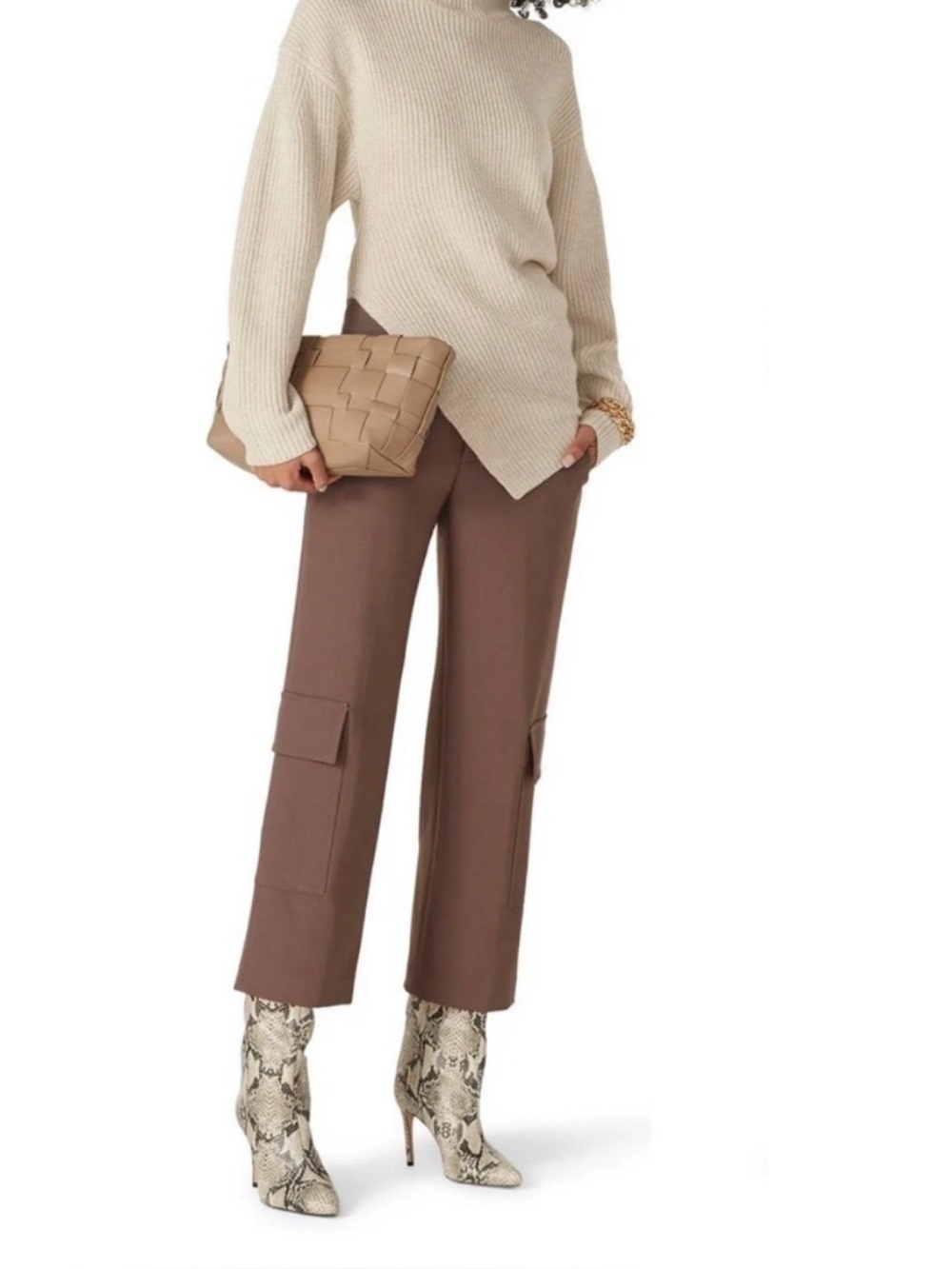 Club Monaco The Cargo Pants Olive Green Cropped Trousers Stretchy Slacks Sz 4